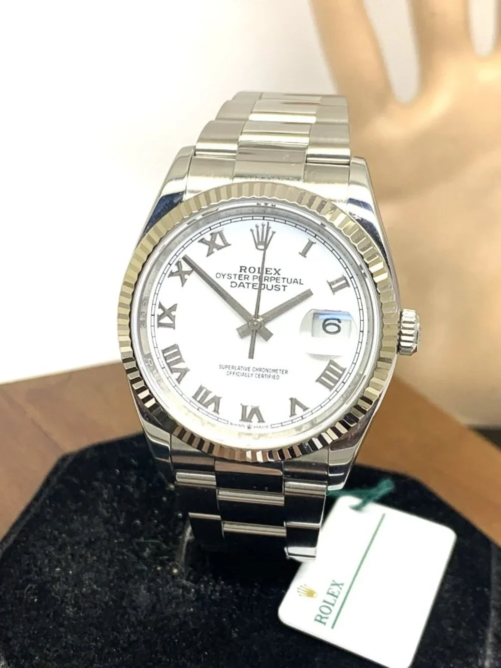 Rolex Datejust 126234 Watch Swiss Automatic White Roman Dial Steel 36mm + Card